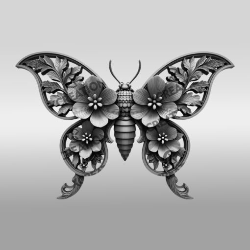 Insect 3D Illusion Laser Engraving File, Floral Leaf
