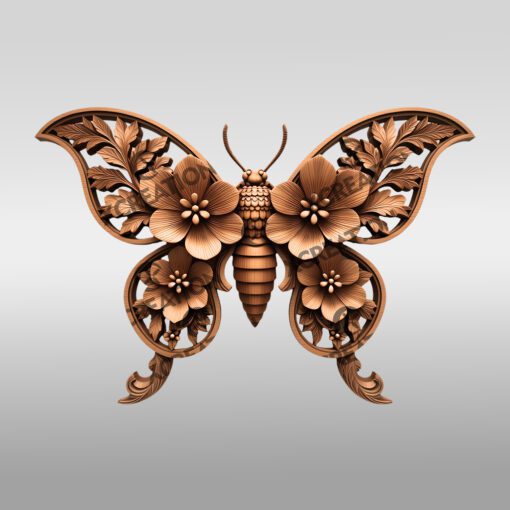 Insect 3D Illusion Laser Engraving File, Floral Leaf