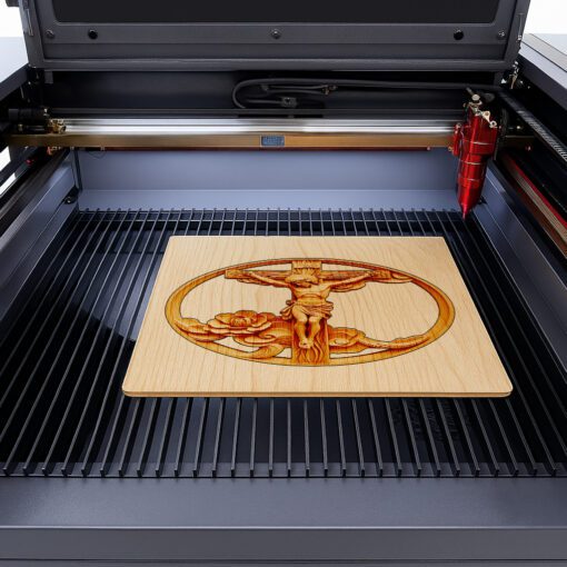 Jesus 3D Illusion Laser Engraving Design, Cross Floral