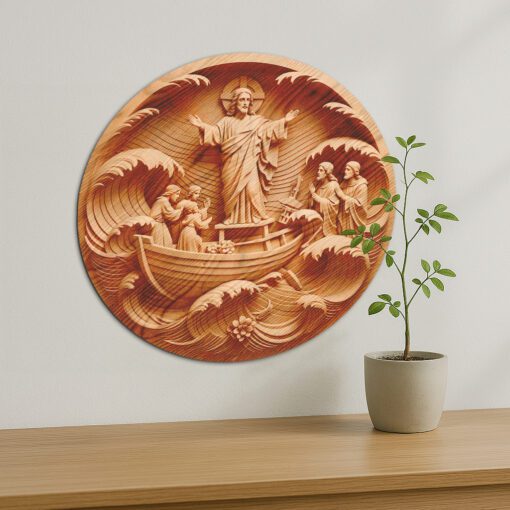 Jesus 3D Illusion Laser Engraving File, Calming the