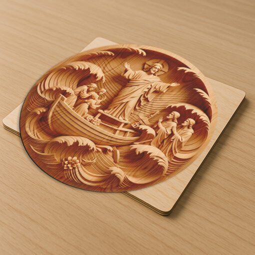 Jesus 3D Illusion Laser Engraving File, Calming the