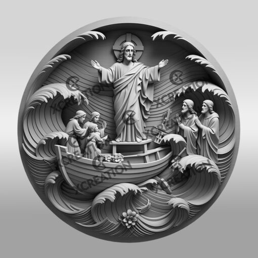 Jesus 3D Illusion Laser Engraving File, Calming the