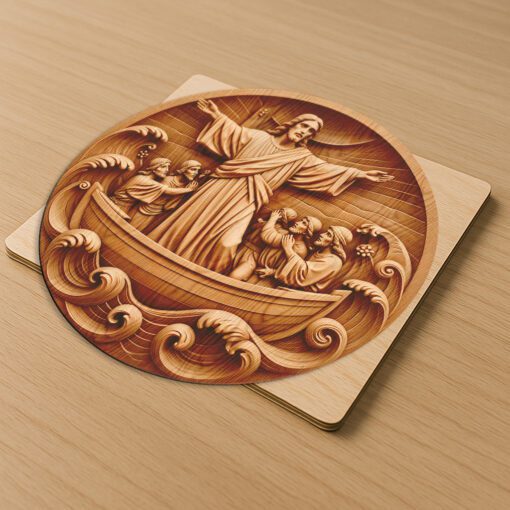 Jesus 3D Illusion Laser Engraving File, Calms the