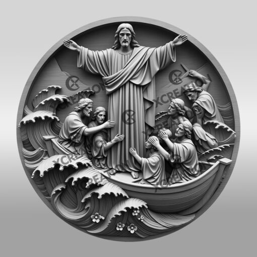 Jesus 3D Illusion Laser Engraving File, Calms The