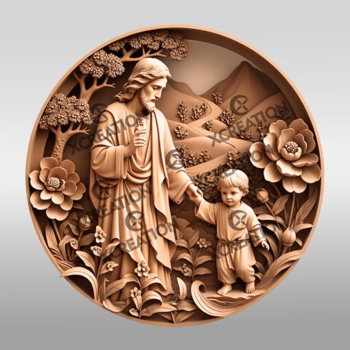 Jesus 3D Illusion Laser Engraving File, Christian Wall