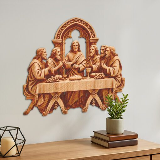 Jesus 3D Illusion Laser Engraving File, Last Supper
