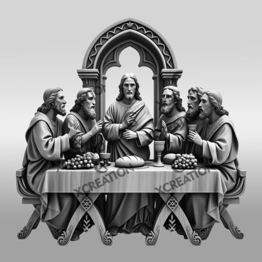 Jesus 3D Illusion Laser Engraving File, Last Supper