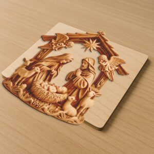 Jesus 3D Illusion Laser Engraving File, Nativity Scene,