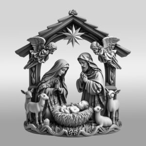Jesus 3D Illusion Laser Engraving File, Nativity Scene,
