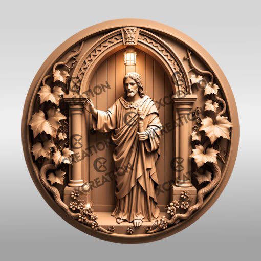 Jesus 3D Illusion Laser Engraving File, Ornate Door