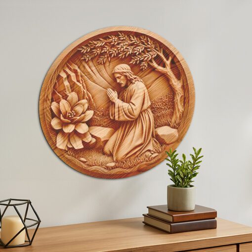 Jesus 3D Illusion Laser Engraving File, Praying Garden