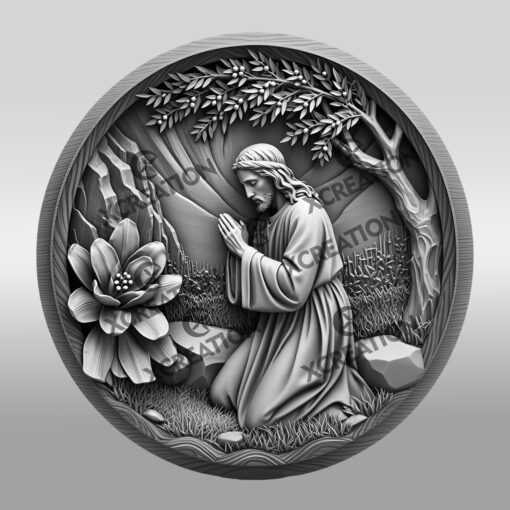 Jesus 3D Illusion Laser Engraving File, Praying Garden