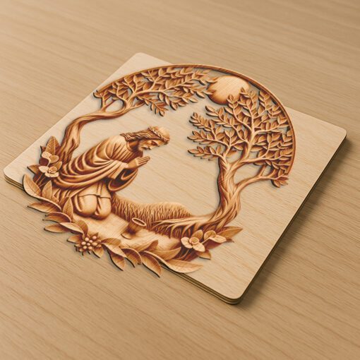Jesus 3D Illusion Laser Engraving File, Praying in