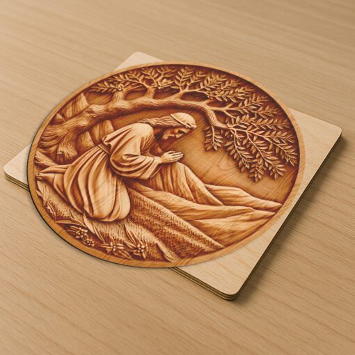 Jesus 3D Illusion Laser Engraving File, Praying Under