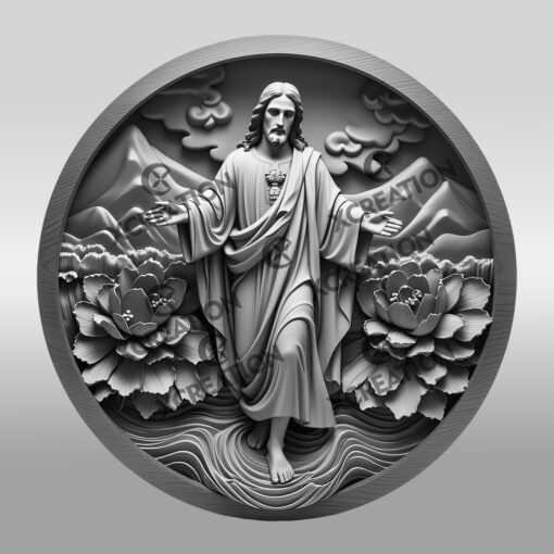 Jesus 3D Illusion Laser Engraving File, Religious Wall