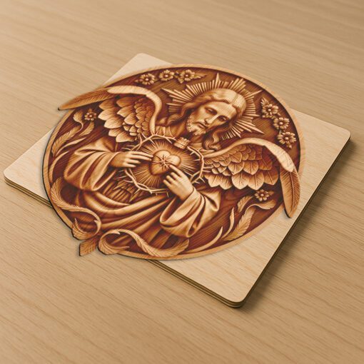 Jesus 3D Illusion Laser Engraving File, Sacred Heart