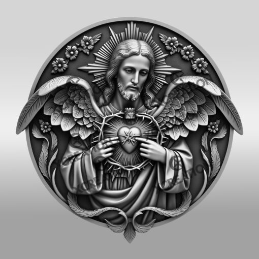 Jesus 3D Illusion Laser Engraving File, Sacred Heart