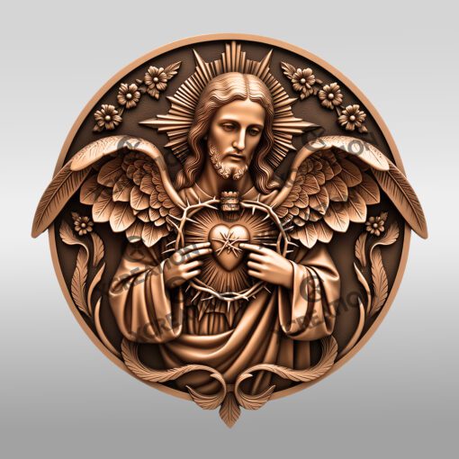 Jesus 3D Illusion Laser Engraving File, Sacred Heart
