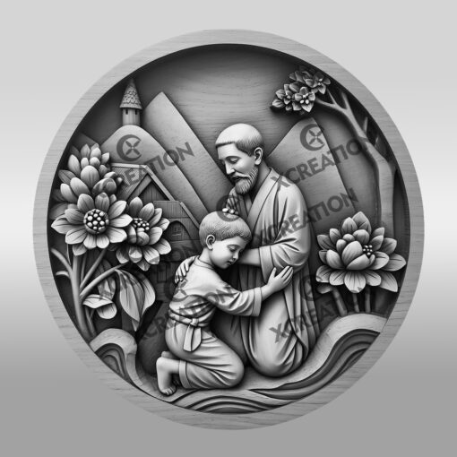 Jesus 3D Illusion Laser Engraving File, Saint Joseph