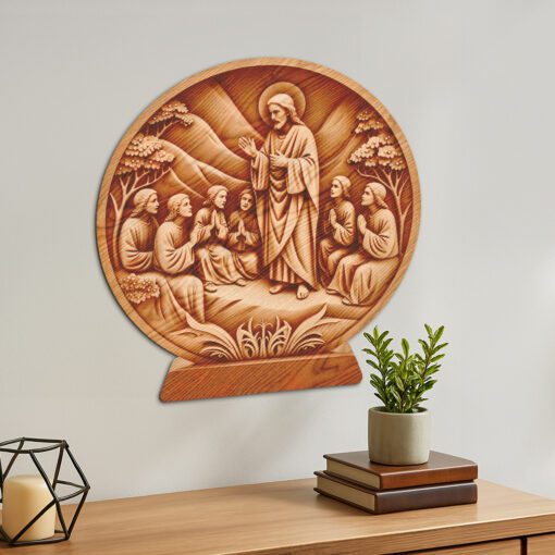 Archivo de Grabado Láser de Ilusión 3D de Jesús, Arte del Sermón de la Montaña, Decoración Cristiana para Pared - Imagen 5