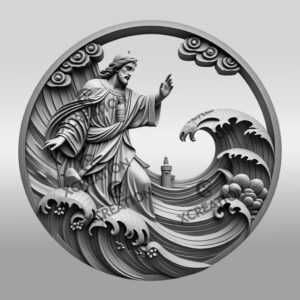 Jesus 3D Illusion Laser Engraving, Walking On Water