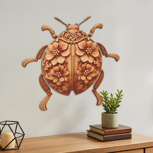 Ladybug 3D Illusion Laser Engraving File, Nature Wall