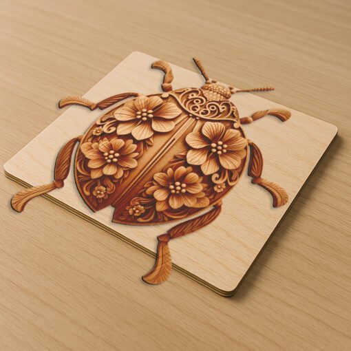 Ladybug 3D Illusion Laser Engraving File, Nature Wall