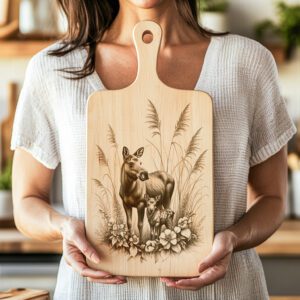 Moose Cow and Calf Charcuterie Board Engraving File,
