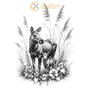 Moose Cow and Calf Charcuterie Board Engraving File,