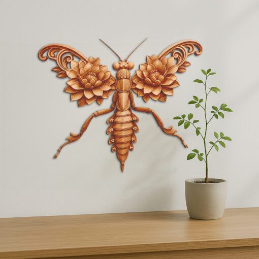 Praying Mantis 3D Illusion Laser Engraving File, Ornate