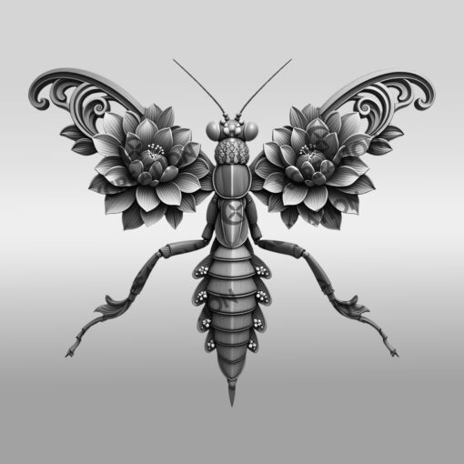 Praying Mantis 3D Illusion Laser Engraving File, Ornate