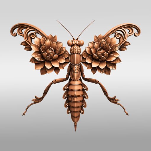 Praying Mantis 3D Illusion Laser Engraving File, Ornate