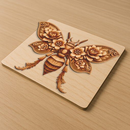 Wasp 3D Illusion Laser Engraving File, Nature Inspired