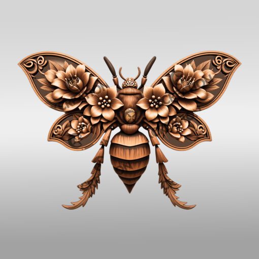 Wasp 3D Illusion Laser Engraving File, Nature Inspired