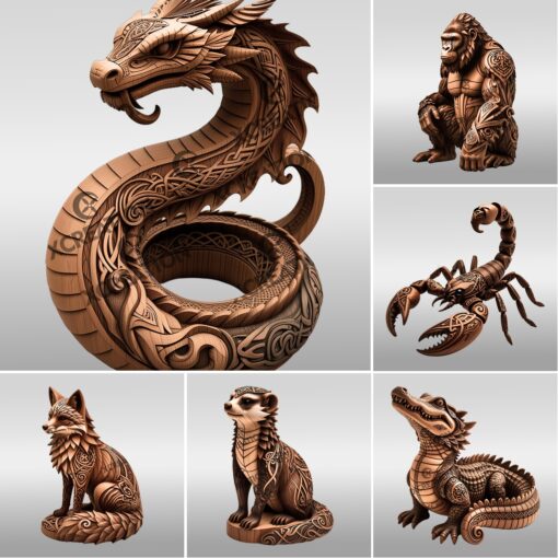 3D Animal Illusion Laser Engraving Bundle, Wild Art