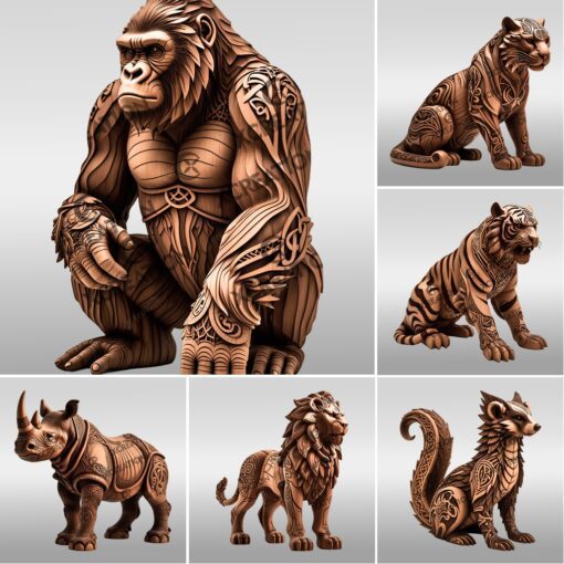 3D Animal Illusion Laser Engraving Files Bundle, Wild