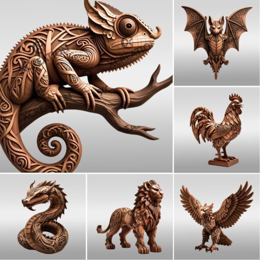 Animal 3D Illusion Laser Engraving Bundle, Wild Art