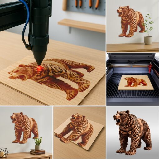 Animal 3D Illusion Laser Engraving Files Bundle, Wild