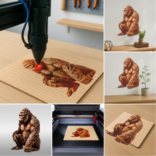 Animal 3D Illusion Laser Engraving Files Bundle, Wild