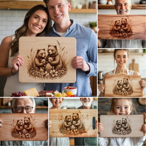 Bärenfamilie Wurstbrett Laser Gravur Bundle, Waldküchen Dekor, Geschenk – Bild 5