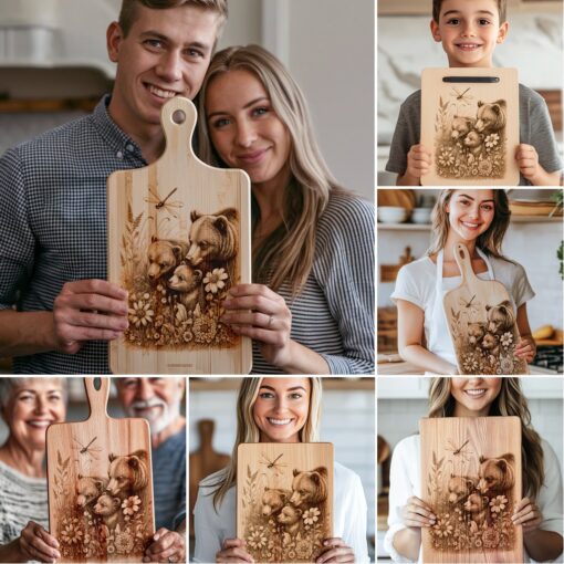 Bärenfamilie Wurstbrett Laser Gravur Bundle, Waldküchen Dekor, Geschenk – Bild 6