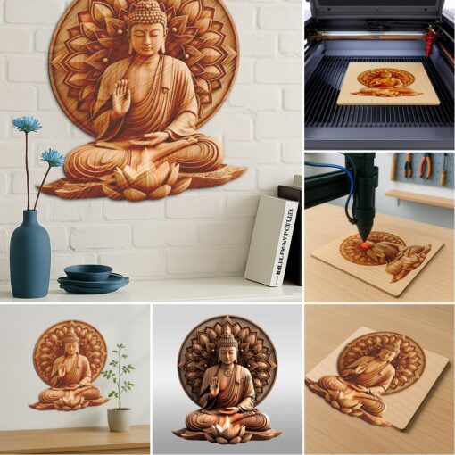 Buddha 3D Illusion Engraving File Bundle, Spiritual Zen
