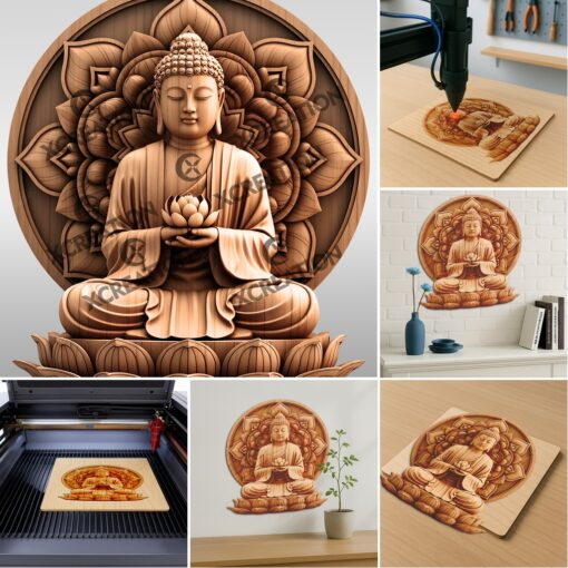 Buddha 3D Illusion Engraving File Bundle, Spiritual Zen