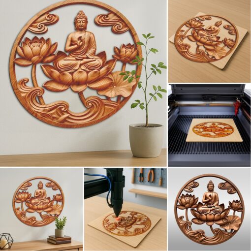 Buddha 3D Illusion Laser Engraving Digital Art Bundle,