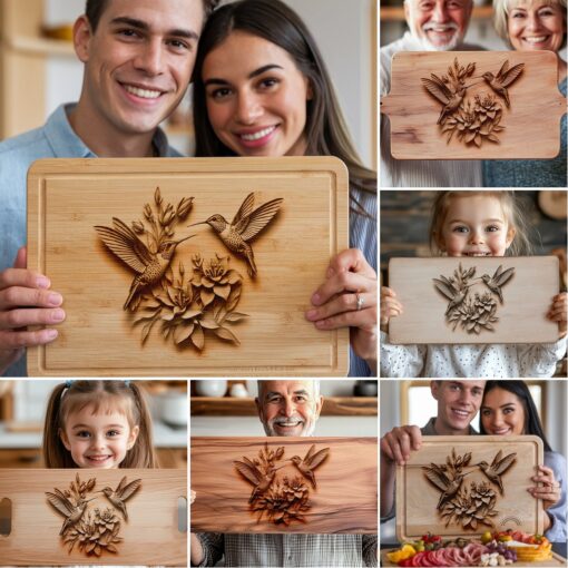 Charcuterie Board Engraving Bundle, 3D Hummingbird Design, Kitchen