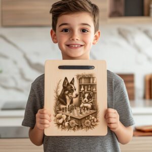 Charcuterie Board Engraving File, Dogs Playing Chess by