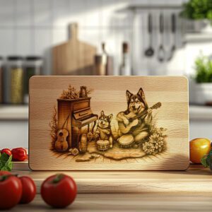 Charcuterie Board Engraving File, Dogs Playing Music, Unique