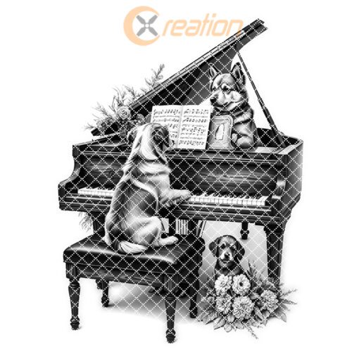 Charcuterie Board Engraving File, Dogs Playing Piano Design,