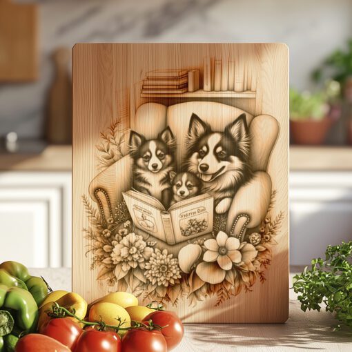 Charcuterie Board Engraving File, Family Dog Book Design,