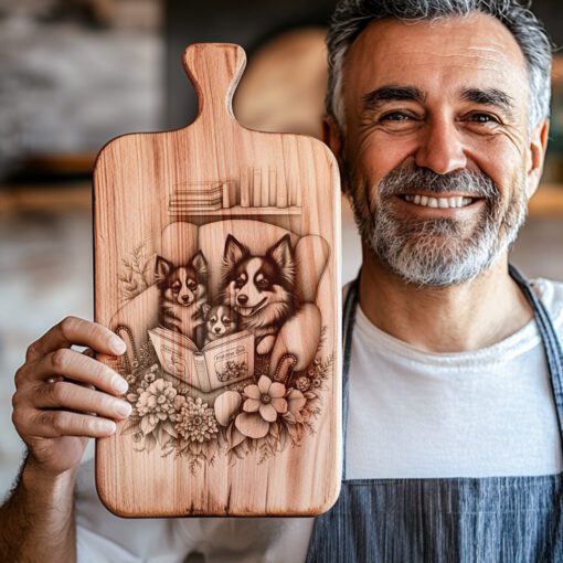Charcuterie Board Engraving File, Family Dog Book Design,